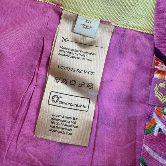 Anthropologie Scotch & Soda Linen Blend High Waist Fruit Shorts Pink Size XS NWT - Picture 7 of 11